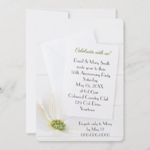 Invitation Cosmos du 55e anniversaire blanc sur bois blanc
