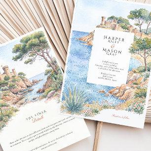 Invitation Costa Brava Espagne Mariage Destination Aquarelle