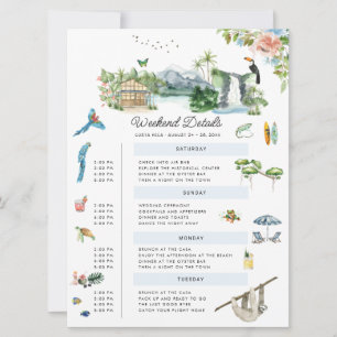 Invitation Costa Rica Week-end de mariage illustré