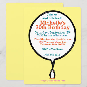 Invitation Costume d'anniversaire avec Mme Penguin Personnali