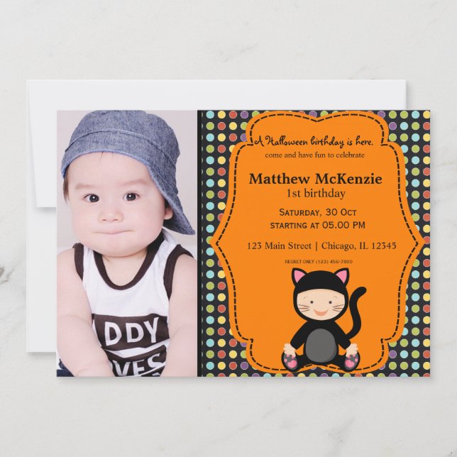 Invitation Costume d'anniversaire d'Halloween (Devant)