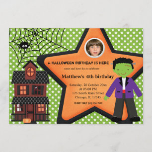 Invitation Costume d'anniversaire d'Halloween (vert)