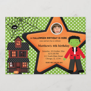Invitation Costume d'anniversaire d'Halloween (vert)