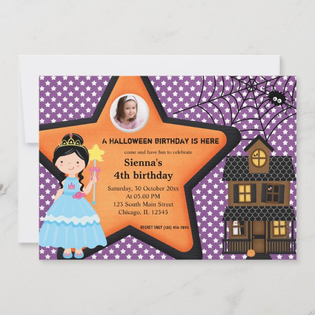 Invitation Costume d'anniversaire d'Halloween (violet) (Devant)