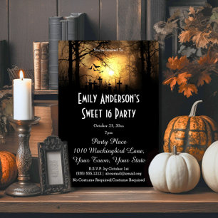 Invitation Costume de cimetière d'Halloween Sweet 16 Annivers