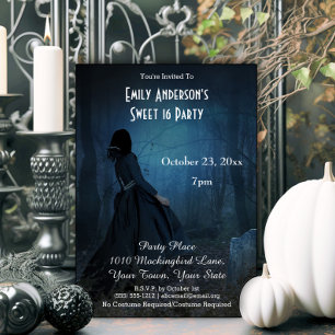 Invitation Costume de cimetière gothique d'Halloween Sweet 16