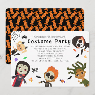 Invitation Costume de fête d'anniversaire d'Halloween pour en
