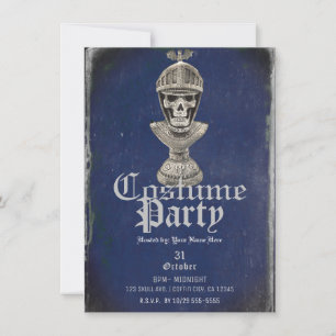 Invitation Costume de fête de la Skull Halloween bleu de chev