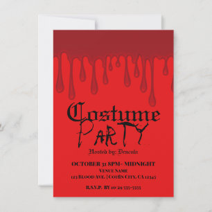 Invitation Costume de fête d'Halloween à gouttes de sang roug