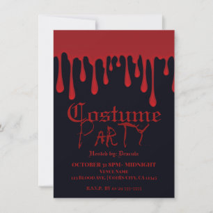 Invitation Costume de fête d'Halloween à gouttes de sang roug