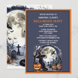 Invitation Costume de fête d'Halloween de chat noir 