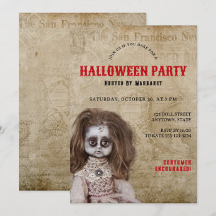 Invitation Costume de fête d'Halloween de poupée effrayante v