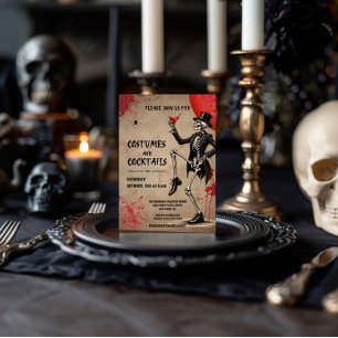 Invitation Costume de fête d'Halloween pour adulte squelette