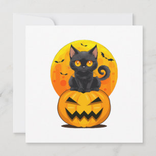 Invitation Costume de Halloween Citrouille Chat Noir