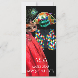 INVITATION COSTUME DE HARLEQUIN MARDI GRAS FÊTE MASQUÉE
