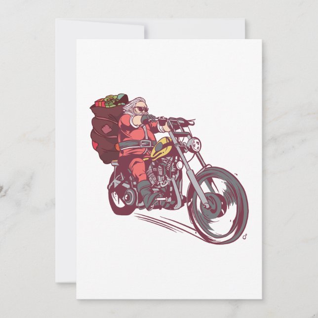 Invitation Costume de Noël père Noël Biker pour les motards (Devant)