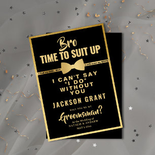 Invitation Costume de smoking noir et or moderne pour garçon 