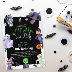 Invitation Costume d'Halloween aquarelle pour enfants fête d'
