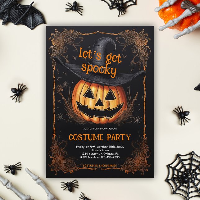 Invitation Costume d'Halloween éffrayant (Spooky Costume Party Halloween Invitation)