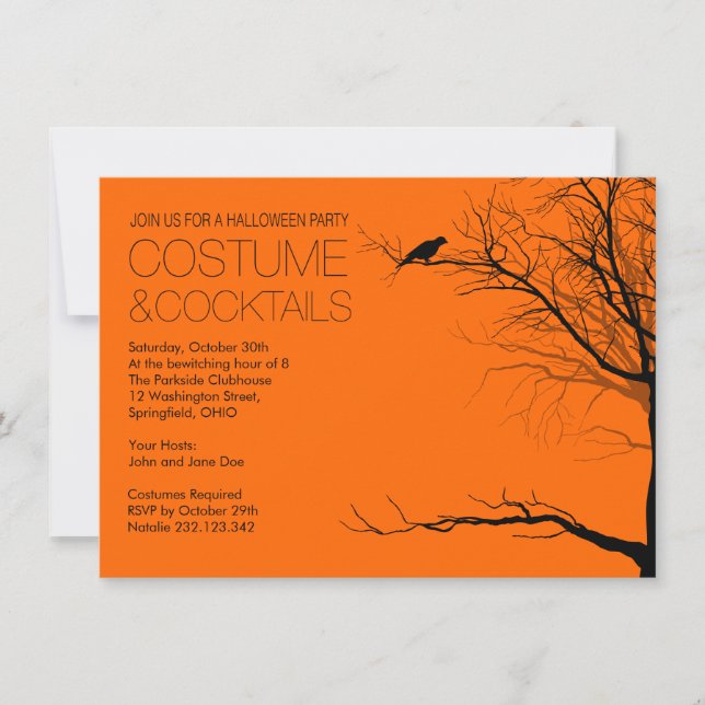Invitation Costume d'Halloween et cocktails (Devant)