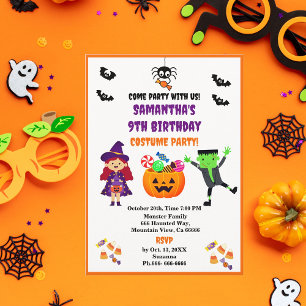 Invitation Costume d'Halloween mignonne fête d'anniversaire