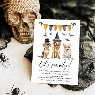 Invitation Costume d'Halloween pour enfants chiens à l'aquare