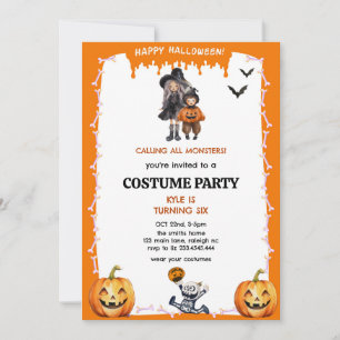 Invitation costume enfants fête d'Halloween Appel à tous les