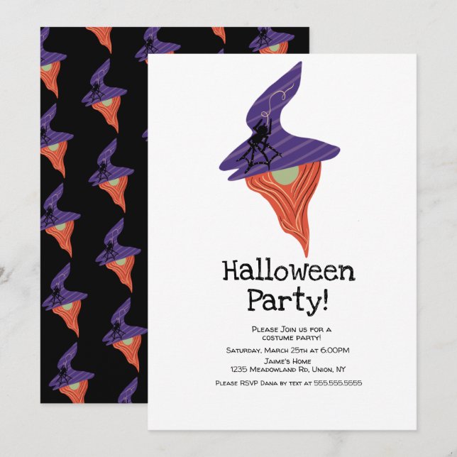 Invitation Costume Halloween Party Gnome Doodles (Devant / Derrière)