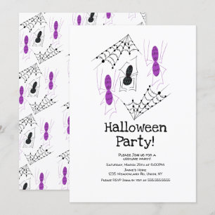 Invitation Costume Halloween Party Spider Doodles