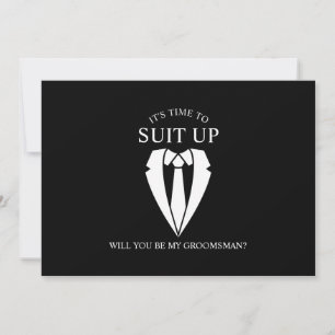 Invitation Costume Mariage noir et Cravate Groomsman Proposit