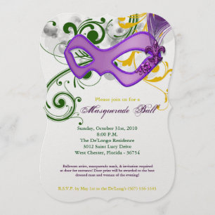 Invitation Costume Mascarade de bal masqué Mardi Gras Hallowe