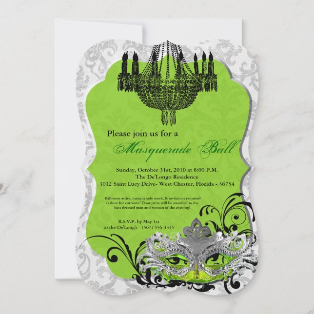 Invitation Costume Mascarade de boule de chaux Mascarade Hall (Devant)