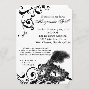 Invitation Costume Mascarade Noir Masque Masque Partie Hallow