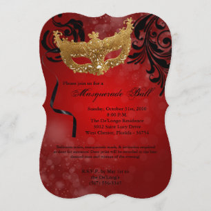 Invitation Costume Mascarade rouge masqué pour l'Halloween