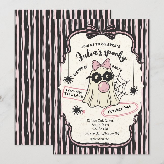 Invitation Costume mignon Halloween fête d'anniversaire (Devant / Derrière)