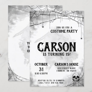 Invitation Costume noir et blanc Halloween fête d'anniversair