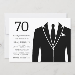 Invitation Costume noir et Cravate 70e anniversaire de fête I