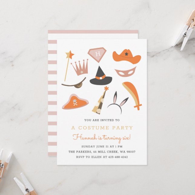 Invitation Costume Party Anniversaire de enfant fête Hallowee (Devant/Arrière en situation)