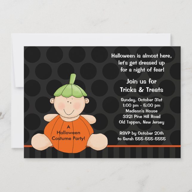 Invitation Costume party d'Halloween Cute Citrouil (Devant)