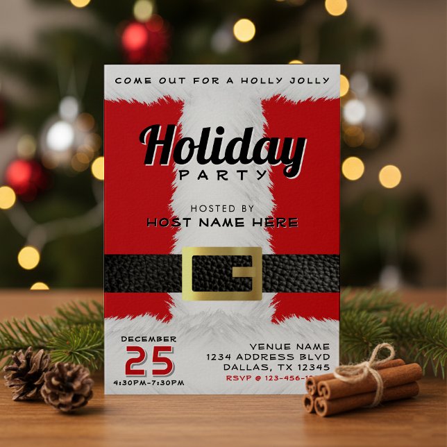 Invitation Costume Santa Claus Rouge & Blanc Noël (Santa Claus Suit Red & White Holiday Christmas Invitation
)