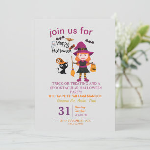 Invitation Costume sorcier mignon Halloween Party pour enfant