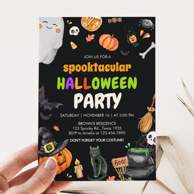 Invitation Costume Spooktacular Cute Kids Halloween Party (Spooktacular Costume Halloween Party Invitation)