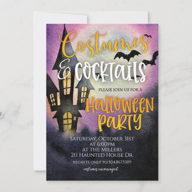 Invitation Costumes & Cocktails Fête d'Halloween (Devant)