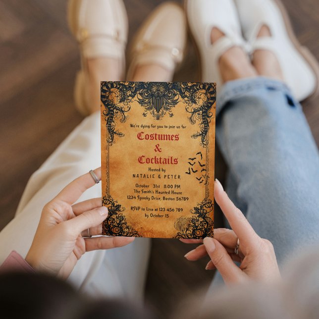 Invitation Costumes & Cocktails Fête Halloween en (Créateur téléchargé)
