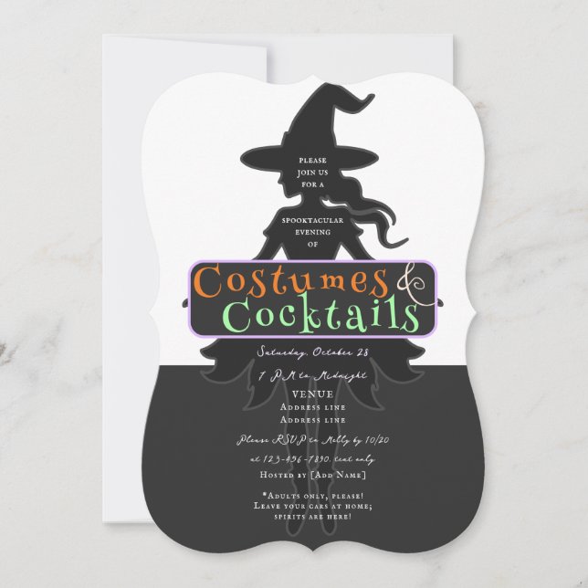 Invitation Costumes & Cocktails Halloween Boire jusqu'aux sor (Devant)