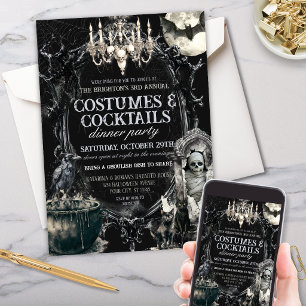 Invitation Costumes Dark Vintage et Cocktails Halloween