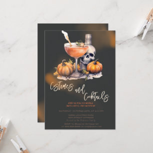 Invitation Costumes de citrouille et cocktail Halloween noir