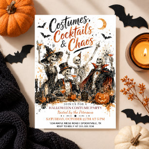 Invitation Costumes de fête Halloween squelette aquarelle