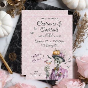 Invitation Costumes Élégants Cocktails Halloween pour Adultes