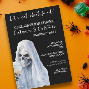 Invitation Costumes et cocktails avec masque fantomatique pou